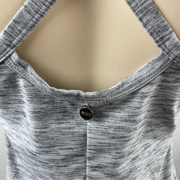 Lorna Jane Heathered Grey Y Back V-Neck Fitted Tank Top M - Picture 5 of 7